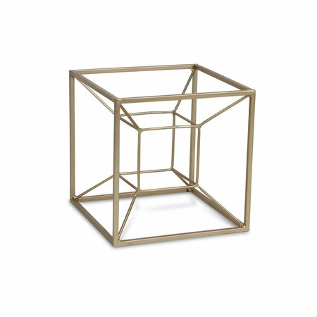 HOMEROOTS 8 x 8 x 8 in. Jumbo Champagne Metal 3D Cube Decorative Sculpture 399637